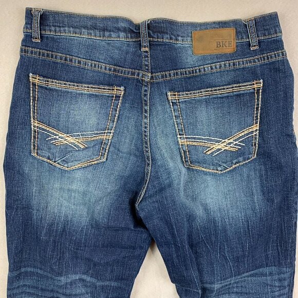 BKE Denim Buckle Mens Pants 36x25 Blue Jeans Seth Straight Leg Baggy Relaxed Fit - Picture 12 of 14